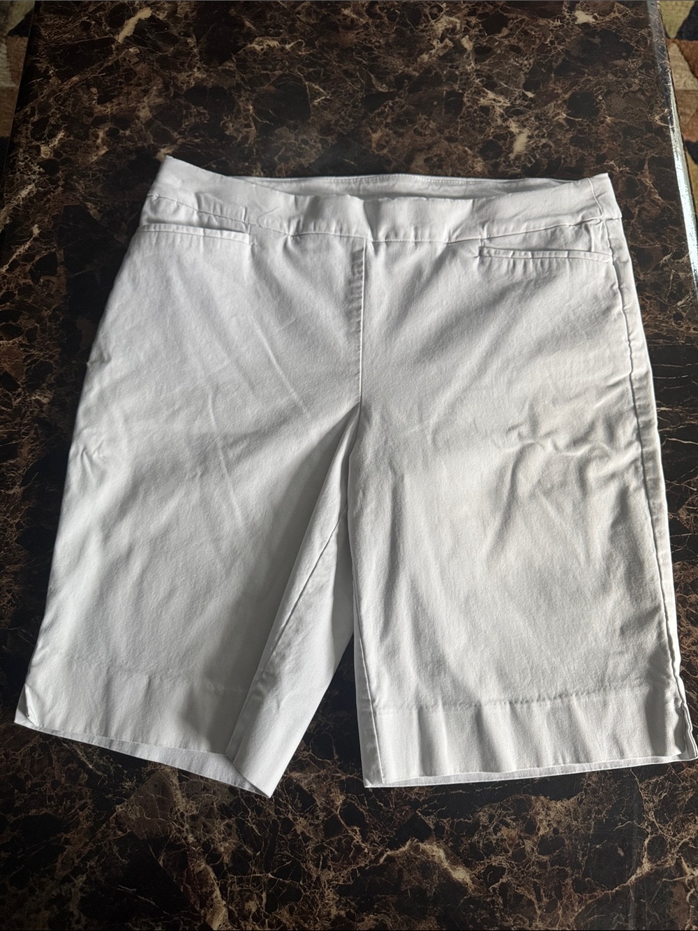 Chico's Beige Pull-On Bermuda Shorts with Welt Pockets - Women’s Size 12